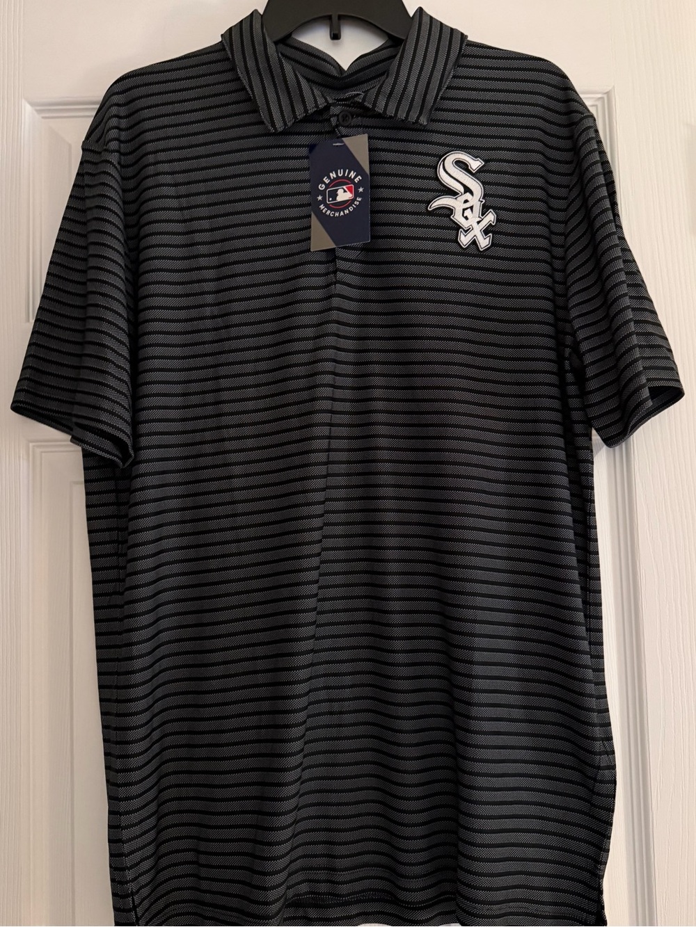 Chicago White Sox Men's Black/Gray Striped Polo